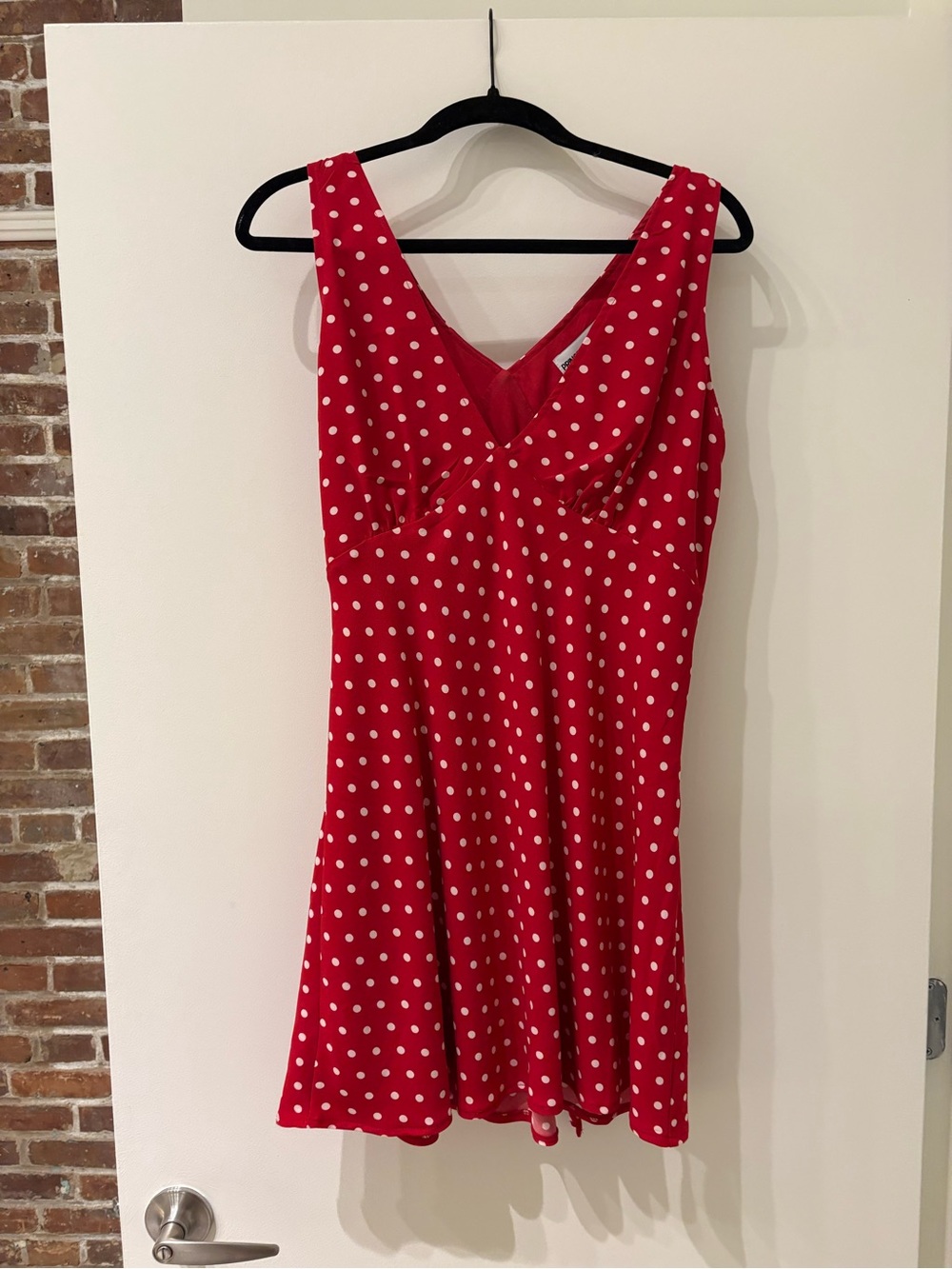 Princess Polly Red Polka Dot V‑Neck Mini Dress